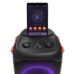 ⁦مكبر صوت بارتي بوكس 110 JBL من هارمان، محمول يعمل بالبلوتوث مع جهوري قابل للتعديل، عرض ضوئي ديناميكي، وقت تشغيل 12 ساعة، مقاوم للرذاذ IPX4، مدخلات جيتار وميكروفون (160 واط، أسود)⁩ - الصورة ⁦5⁩