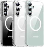 جراب حماية شفاف لموبايل سامسونج جالاكسي S23 Fe (6.4 بوصة)، متوافق مع ماج سيف وحماية من الدرجة العليا جوانب شفافة ومنسوجة ، جراب مغناطيسي لهاتف جالاكسي S23 FE من ميفيجنو، شفاف