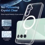 ⁦جراب مغناطيسي لموبايل سامسونج جالاكسي S24 FE متوافق مع ماج سيف، جراب موبايل رفيع من الدرجة العسكرية للحماية من السقوط والاصفرار - غطاء جوال شفاف متين ومقاوم للصدمات (شفاف)⁩ - الصورة ⁦6⁩