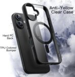 ⁦جراب مغناطيسي لهاتف iPhone 17 مقاس 6.3 بوصة متوافق مع MagSafe هاتف محمول مقاوم للصدمات إطار TPU غير لامع بلون سادة ظهر شفاف مضاد للخدش⁩ - الصورة ⁦7⁩