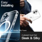 ⁦جراب مغناطيسي لموبايل آيفون 16 مقاس 6.1 بوصة متوافق مع ماج سيف ، جراب ممتص للصدمات ومضاد للخدش بظهر شفاف (شفاف)⁩ - الصورة ⁦5⁩