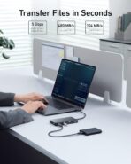 ⁦USB Hub بنوع C انكر 552 - 9 في 1 بشحن طاقة 100 وات مخرج HDMI بدقة 30 هرتز 4K و4 منافذ للبيانات A وC ومنفذ ايثرنت بطاقة SD ميكرو اس دي لأجهزة ماك بوك وأجهزة اللاب توب اتش بي وديل أسود⁩ - الصورة ⁦4⁩