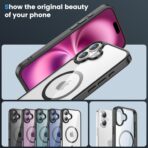 ⁦جراب مغناطيسي لموبايل ايفون 16+ بلس 6.7 انش متوافق مع ماج سيف، غطاء ممتص للصدمات مضاد للصدمات باطار من البولي يوريثين الحراري بلون سادة غير لامع، ظهر شفاف مضاد للخدش⁩ - الصورة ⁦7⁩