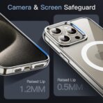 ⁦جراب مغناطيسي من جيه اي تيك ممتص للصدمات ومقاوم للخدش بخلفية شفافة لموبايل آيفون 15 برو ماكس 6.7 بوصة متوافق مع الشحن اللاسلكي ماج سيف لون شفاف بولي كربونات يوريثين حراري⁩ - الصورة ⁦2⁩