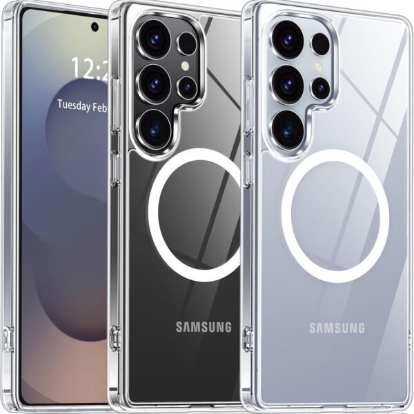 جراب حماية مغناطيسي من السيليكون رفيع وقوي وبحماية عسكرية ومضاد للصدمات والسقوط متوافق مع ماج سيف لموبايل سامسونج جالاكسي S25 الترا