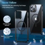 ⁦جراب مغناطيسي رفيع وشفاف لموبايل ايفون 14 برو ماكس 6.7 بوصة متوافق مع ماج سيف ومضاد للاصفرار حماية من الدرجة العسكرية [مغناطيس قوي رقم 1]⁩ - الصورة ⁦3⁩