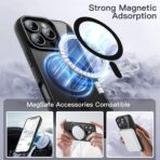 ⁦جراب حماية خلفي مغناطيسي لموبايل آيفون 16 برو ماكس [متوافق مع الشحن اللاسلكي] [مقاوم للصدمات بدرجة عسكرية] ، جراب موبايل خلفي شفاف رفيع لموبايل آيفون 16 برو ماكس (لون أسود)⁩ - الصورة ⁦6⁩