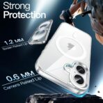 ⁦جراب مغناطيسي لموبايل آيفون 16 مقاس 6.1 بوصة متوافق مع ماج سيف ، جراب ممتص للصدمات ومضاد للخدش بظهر شفاف (شفاف)⁩ - الصورة ⁦4⁩