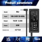 ⁦شاحن محول تيار متردد 65 وات 195 فولت 333 امبير لكمبيوتر اتش بي كروم بوك 14 سيريز نوت واتش بافيليون 15 يناسب 709985-003 714657-001 PA-1650-32HE 709985-001 710412-001 709985-002، أزرق.⁩ - الصورة ⁦5⁩