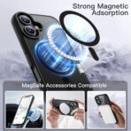 ⁦جراب مغناطيسي لموبايل ايفون 16+ بلس 6.7 انش متوافق مع ماج سيف، غطاء ممتص للصدمات مضاد للصدمات باطار من البولي يوريثين الحراري بلون سادة غير لامع، ظهر شفاف مضاد للخدش⁩ - الصورة ⁦6⁩