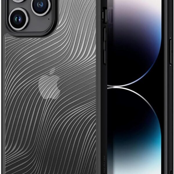 جراب حماية ايمو ماج مضاد للصدمات ومضاد للاصفرار متوافق مع موبايل آبل آيفون 15 برو  من دوكس دوكيس ظهر صلب البولي كربونات وممتص يوريثين الحراري الناعم - اسود