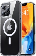 جراب حماية مغناطيسي متوافق مع خاصية ماج سيف مضاد للاصفرار وشفاف للغاية للحماية من الصدمات بتصميم رفيع للغاية ومتين لموبايل آيفون آبل 12 برو ماكس