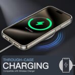 ⁦جراب مغناطيسي من جيه اي تيك ممتص للصدمات ومقاوم للخدش بخلفية شفافة لموبايل آيفون 15 برو ماكس 6.7 بوصة متوافق مع الشحن اللاسلكي ماج سيف لون شفاف بولي كربونات يوريثين حراري⁩ - الصورة ⁦4⁩