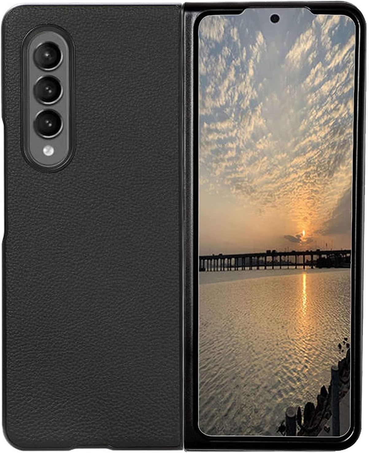 71XeAQDAtqL._AC_SL1484_ جراب حماية خلفي من الجلد متوافق مع موبايل سامسونج جالاكسي Z فولد 4، جلد صناعي - الصورة 1