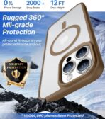 ⁦جراب مغناطيسي شفاف نحيف  لموبايل آيفون 12 (6.1 بوصة) – متوافق مع الشحن المغناطيسى ، مضاد للاصفرار، حماية عسكرية، مغانط قوية رقم 1⁩ - الصورة ⁦2⁩