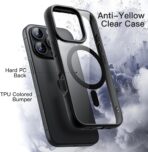 ⁦جراب حماية خلفي مغناطيسي لموبايل آيفون 16 برو ماكس [متوافق مع الشحن اللاسلكي] [مقاوم للصدمات بدرجة عسكرية] ، جراب موبايل خلفي شفاف رفيع لموبايل آيفون 16 برو ماكس (لون أسود)⁩ - الصورة ⁦5⁩