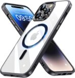 ⁦جراب مغناطيسي رفيع وشفاف لموبايل ايفون 15 برو ماكس 6.7 بوصة متوافق مع خاصية ماج سيف ومضاد للاصفرار حماية من الدرجة العسكرية [مغناطيس قوي رقم 1]  لون أسود⁩ - الصورة ⁦5⁩