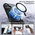 ⁦جراب مغناطيسي لهاتف iPhone 17 مقاس 6.3 بوصة متوافق مع MagSafe هاتف محمول مقاوم للصدمات إطار TPU غير لامع بلون سادة ظهر شفاف مضاد للخدش⁩ - الصورة ⁦5⁩