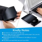 ⁦External CD/DVD Drive USB  خارجي USB 3.0 ونوع سي، محرك اقراص بيفا USB C نوع سي سهل التوصيل والتشغيل لجميع أجهزة اللاب توب وأجهزة الكمبيوتر المكتبية ويندوز 7/8/10/11 وماك او اس لماك بوك وماك بوك برو وماك بوك⁩ - الصورة ⁦5⁩