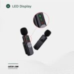 ⁦جرين ليون ميكروفون مزدوج GM-76X 3 في 1، نطاق نقل 20 متر، عمر بطارية 5 ساعات، بطارية ميكروفون 65mAh، وضع الصدى، جودة صوت HD، وقت استجابة منخفض للغاية، رأس لايتنينج/USB-C/USB-A - اسود⁩ - الصورة ⁦2⁩