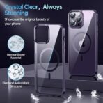 ⁦جراب مغناطيسي لموبايل ايفون 16 برو 6.3 انش متوافق مع ماج سيف غطاء ممتص للصدمات مضاد اطار بولي يوريثين حراري غير لامع بلون سادة ظهر شفاف للخدش⁩ - الصورة ⁦6⁩