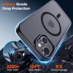 ⁦جراب مغناطيسي لموبايل آيفون 15 متوافق مع ماج سيف بحماية من السقوط من الدرجة العسكرية لمسافة 3 م بتصميم رفيع مطفي مضاد للصدمات والخدش للنساء والرجال⁩ - الصورة ⁦4⁩