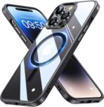 ⁦جراب مغناطيسي رفيع وشفاف لموبايل ايفون 15 برو ماكس 6.7 بوصة متوافق مع خاصية ماج سيف ومضاد للاصفرار حماية من الدرجة العسكرية [مغناطيس قوي رقم 1]  لون أسود⁩ - الصورة ⁦7⁩