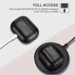 ⁦حافظة سماعات واقية من الجلد الممتاز مضادة للصدمات ابل ايربودز 4، حافظة شحن (LED مرئية) تدعم الشاحن اللاسلكي - اسود⁩ - الصورة ⁦3⁩