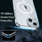 ⁦جراب شفاف لموبايل ايفون 15 [متوافق مع ماج سيف] [مغناطيس قوي] [لا يصفر] غطاء جوال مغناطيسي رفيع ممتص للصدمات خفيف الوزن ومتين لتعزيز الحماية والأناقة، بولي كربونات البولي يوريثين الحراري⁩ - الصورة ⁦6⁩