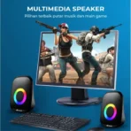 ⁦مكبر صوت Kisonli Mini X7 3.5 وات مكبر صوت متعدد الوسائط للكمبيوتر الشخصي، والألعاب، والموسيقى، والدراسة، وأعلى مع مدخلات USB، مدخلات مدخلات 3.5 سلكية، مسرح ملون، سلك منزلي 2.0، جودة جيدة، خيار عام ممتاز .⁩ - الصورة ⁦8⁩