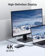 ⁦USB Hub بنوع C انكر 552 - 9 في 1 بشحن طاقة 100 وات مخرج HDMI بدقة 30 هرتز 4K و4 منافذ للبيانات A وC ومنفذ ايثرنت بطاقة SD ميكرو اس دي لأجهزة ماك بوك وأجهزة اللاب توب اتش بي وديل أسود⁩ - الصورة ⁦6⁩