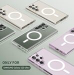 ⁦جراب حماية شفاف مغناطيسي بتصميم أنيق ومضاد للصدمات، مناسب لتقنية الشحن اللاسلكي ماج سيف مع حافظة بطاقات ماج سيف متوافق مع موبايل جالاكسي S23 الترا - جراب ماج سيف⁩ - الصورة ⁦7⁩