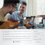 ⁦جرين ليون ميكروفون مزدوج GM-80X 3 في 1، شاشة LED، 3 مستويات الغاء الضوضاء، نطاق نقل 20 متر، عمر بطارية 5 ساعات، بطارية ميكروفون 65mAh، وقت استجابة منخفض للغاية، راس لايتنينج/USB A/USB-C⁩ - الصورة ⁦5⁩