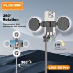 ⁦عصا سيلفي PLOKAMA K9 PRO 4 في 1، حامل ثلاثي القوائم، قابلة للتمديد، مزودة بتقنية البلوتوث، مع حامل ثلاثي القوائم وجهاز تحكم عن بعد للتصوير الفوتوغرافي والتدوين بالفيديو عبر الهاتف المحمول⁩ - الصورة ⁦6⁩