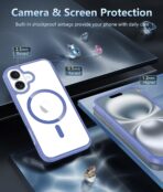 ⁦جراب حماية مغناطيسي ، لموبايل آيفون 16 6.1 بوصة، جراب مقاوم للصدمات متوافق مع ماج سيف، إطار من البولي يوريثين المقاوم للحرارة بلون سادة مطفي وظهر شفاف مضاد للخدش⁩ - الصورة ⁦3⁩