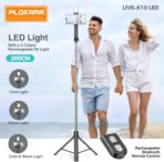 ⁦حامل ثلاثي القوائم PLOKAMA K10 LED Bluetooth Selfie Broadcast Stick 4 في 1 LED Remote 200 سم مع إضاءة تعبئة قابلة لإعادة الشحن⁩ - الصورة ⁦7⁩