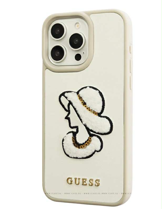 8c9c1da1-fced-44d9-8be5-3004826b59a6 جراب جلدي GUESS نسائي مطرز صُمّم خصيصًا لهاتف iPhone 15 Pro Max - الصورة 1
