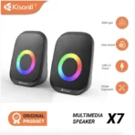 ⁦مكبر صوت Kisonli Mini X7 3.5 وات مكبر صوت متعدد الوسائط للكمبيوتر الشخصي، والألعاب، والموسيقى، والدراسة، وأعلى مع مدخلات USB، مدخلات مدخلات 3.5 سلكية، مسرح ملون، سلك منزلي 2.0، جودة جيدة، خيار عام ممتاز .⁩ - الصورة ⁦11⁩