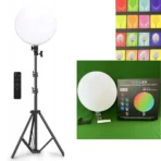 ⁦إضاءة احترافية للتصوير الفوتوغرافي RGB-LED GS-450 | إضاءة حلقية RGB قابلة للتعتيم بقطر 26 سم مع جهاز تحكم عن بعد، سطوع قابل للتعديل وأنماط ألوان متعددة، مثالية للمكياج والبث المباشر وتسجيل الفيديو .⁩ - الصورة ⁦10⁩