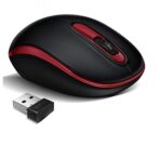 ماوس ضوئي لاسلكي LGC Cmu02 بدون ضوضاء بتصميم مريح مع USB ودقة عالية - أسود وأحمر