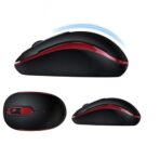 ⁦ماوس ضوئي لاسلكي LGC Cmu02 بدون ضوضاء بتصميم مريح مع USB ودقة عالية - أسود وأحمر⁩ - الصورة ⁦2⁩
