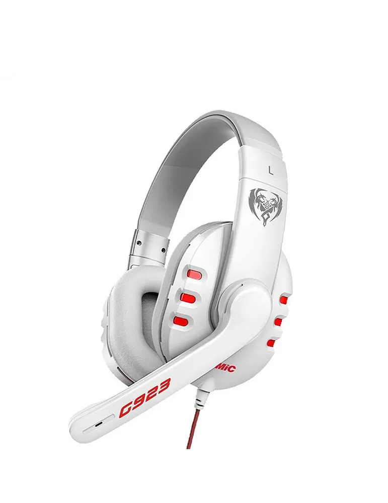 somic-g923-gaming-headset-with-mic-white سماعة رأس ستيريو للألعاب G923 من سوميك مقاس 3.5 ملم، سماعات فوق الأذن، سماعات للكمبيوتر واللاب توب وبلاي ستيشن 4 وXbox One - الصورة 1