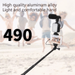 ⁦سيلفي ستيك وترايبود باضاءة وميكروفون مع ريموت للتحكم والتصوير عن بعد⁩ - الصورة ⁦3⁩