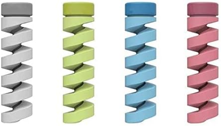 شرينك واقي كابل حلزوني ملون 4 في 1، واقي سيليكون صغير يلف لحماية سلك الشاحن ونقل البيانات للموبايل