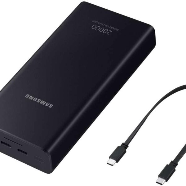 سامسونج باور بانك سعة بطارية 20 امبير في الساعة 20000 مللي شحن سريع مع تصميم معدني رفيع 25 واط ثلاثي المنافذ مؤشر LED رمادي كوزميك، 14.8 فولت