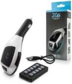 مشغل MP3 للسيارة X6 مزود بريموت كنترول يعمل بالبلوتوث متوافق مع الاتصالات وجهاز إرسال اف ام ومكبر الصوت مع منفذ شحن USB وفتحة بطاقة TF اللون اسود