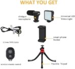 ⁦حامل كاميرا فيديو 5 في 1 بمقبض تثبيت مع ميكروفون ومجموعة إضاءة ليد لأي صانع فيديو احترافي للموبايلات وصناعة الأفلام من بلوكاما (إطار شكل حرف U ومصباح ليد واحد، حامل ميكروفون) موديل (PK-776).⁩ - الصورة ⁦2⁩