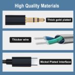 ⁦كابل USB C الى AUX، كيبل USB C الى مقبس ذكر 3.5 ملم، مصنوع من النايلون المضفر متوافق مع جوالات سامسونج، محول كيبل USB C الى AUX 3.5 ملم للسيارة، نوت 10، جوجل بيكسل⁩ - الصورة ⁦2⁩
