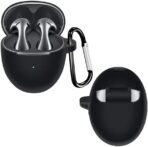 جراب سماعات أذن هواوي فري بودز 5 من السيليكون الناعم مضاد للصدمات مع حلقة تعليق .