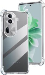 ⁦جراب حماية غوريلا شفاف ناعم من البولي يوريثين الحراري والسيليكون ممتص للصدمات بزاوية معززة وحماية كاملة للكاميرا لموبايل Oppo Reno 11 5G.⁩ - الصورة ⁦4⁩